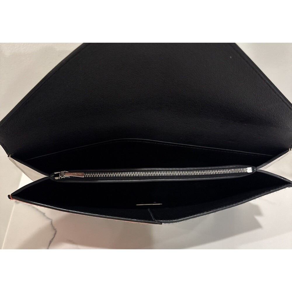 Celine Diamond Clutch Pony Hair Leather Medium Black Green Pink White Auth - Picture 12 of 16